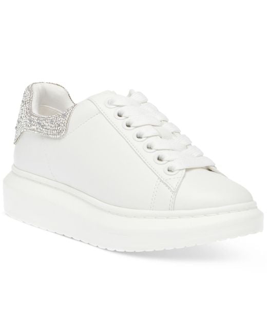 Steve Madden White Glacer-r Platform Lace-up Sneakers