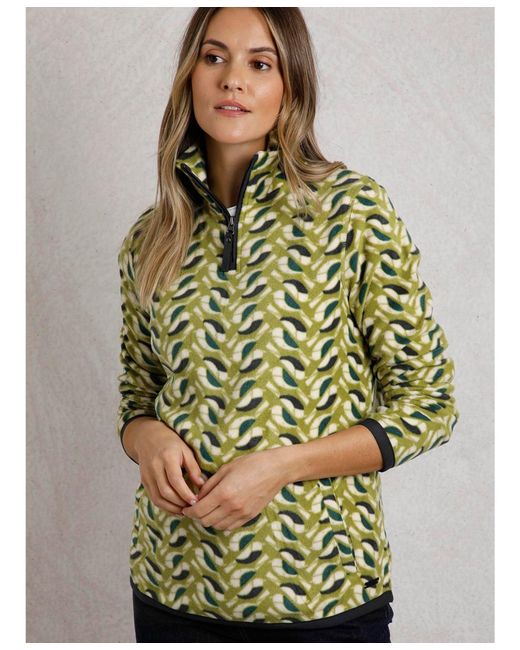Weird Fish Green Reena 1/4 Zip Printed Microfleece