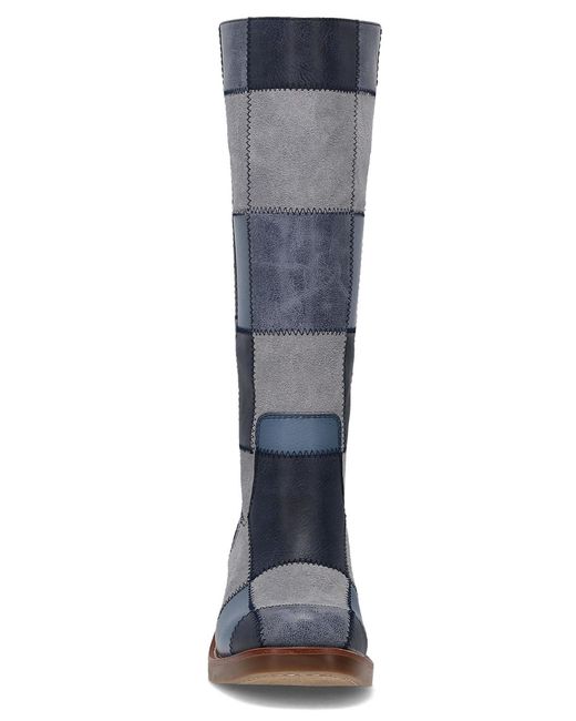 FRYE and CO Blue Miranda Patchwork In Pull-on Tall Boots