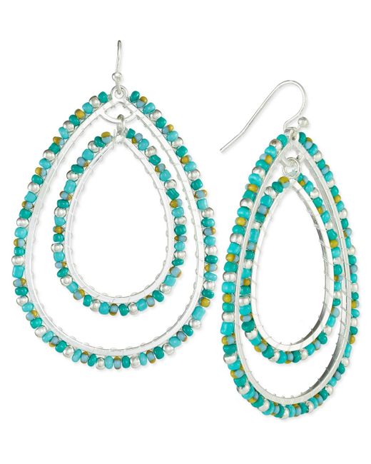 Style & Co. Green Mixed-metal Crystal Double Oval Earrings