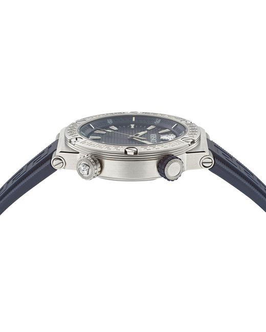 Versace Swiss Blue Rubber Strap Watch 43mm for men