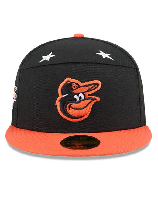 KTZ Black/orange Baltimore Orioles 2025 Mlb All-star Game Side Patch 59fifty Fitted Hat for men