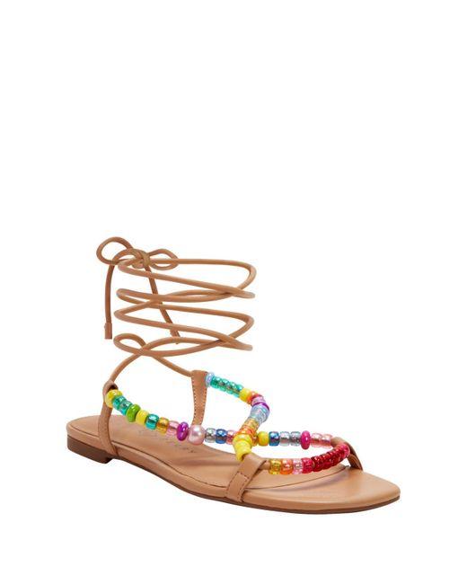 Katy Perry The Halie Bead Lace-up Sandals in White | Lyst