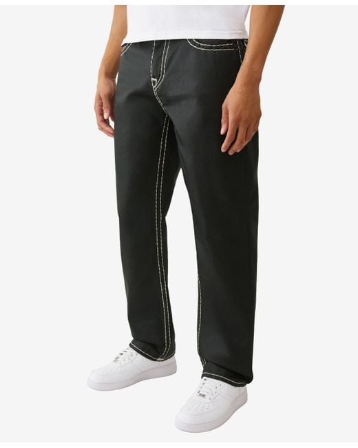 TRUE RELIGION Bobby Super-t Coated baggy Flap Jeans in Black for