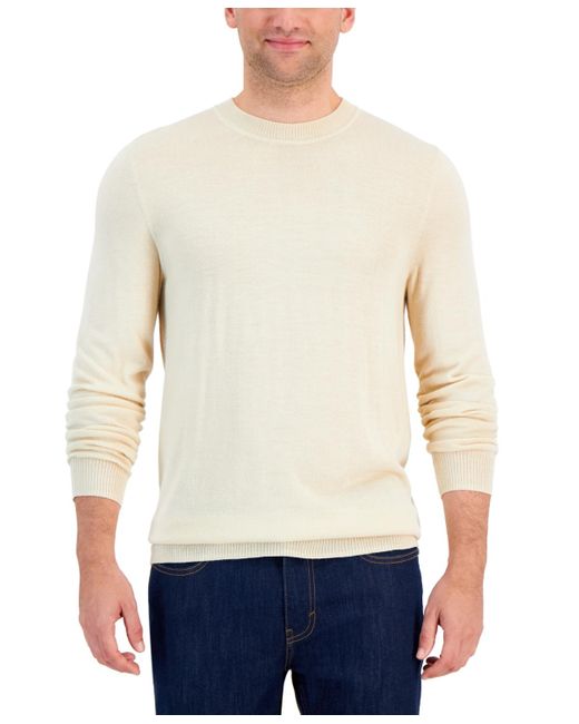 Alfani White Long-sleeve Crewneck Merino Sweater for men