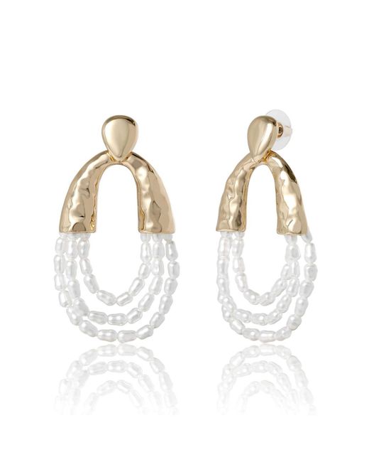 BCBGMAXAZRIA White Multi-strand Beaded Loop Earrings