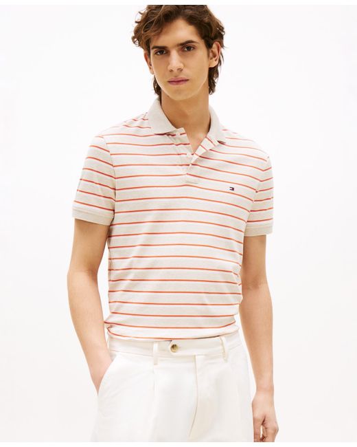 Tommy Hilfiger White Regular-fit Interlock Stripe Polo Shirt for men