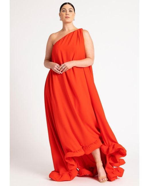 Eloquii Red Plus Size Dramatic Ruffle Gown