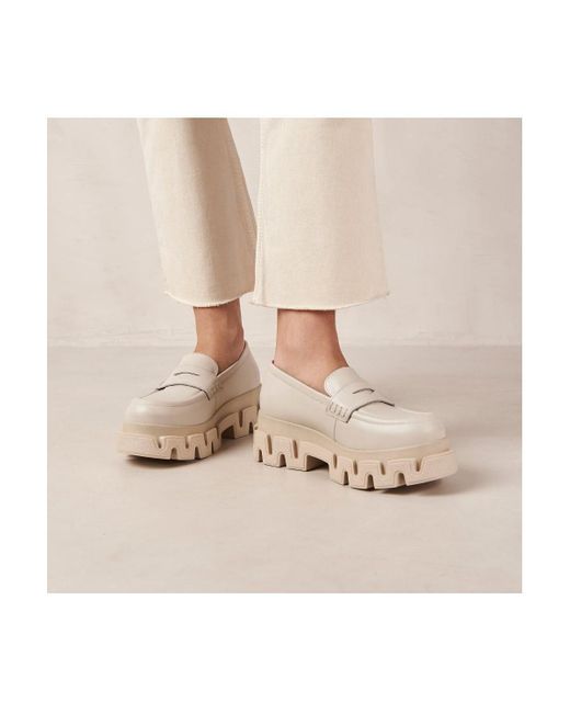 Alohas White Stella Leather Loafers