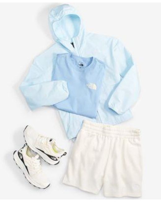 The North Face White Long Sleeve Graphic T Shirt Easy Wind Full Zip Jacket Evolution Pull On Shorts