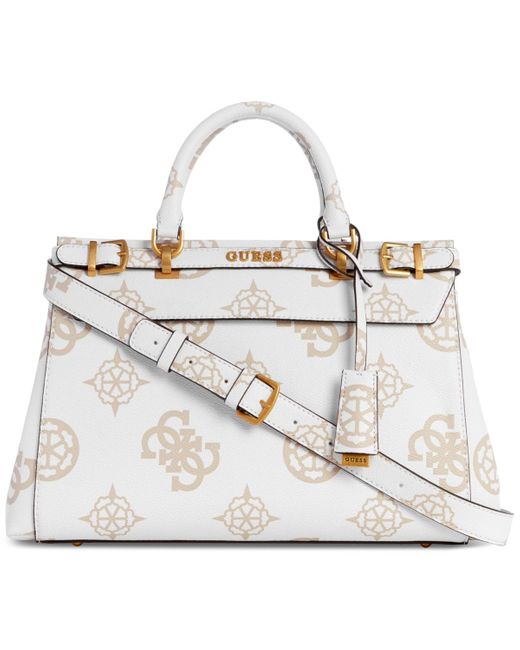 Guess Sestri Logo Large Luxury Satchel in White Lyst