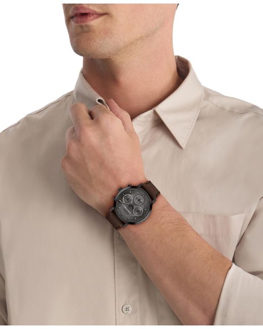 Calvin Klein Black Gauge Leather Strap Watch for men