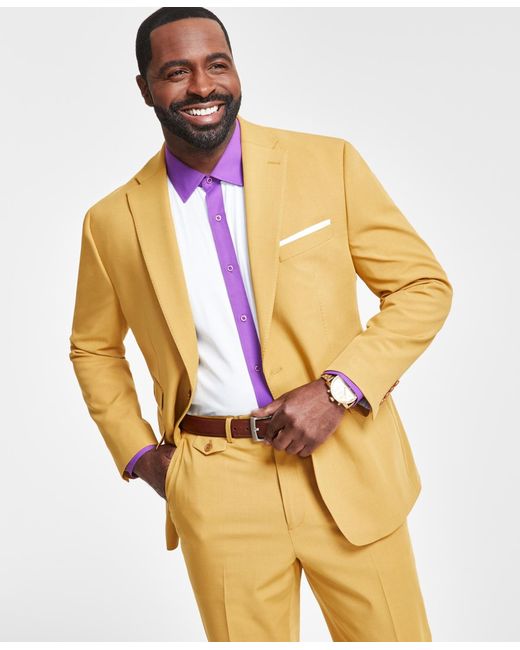 Tayion Collection Natural Classic-fit Solid Suit Separate Jacket for men