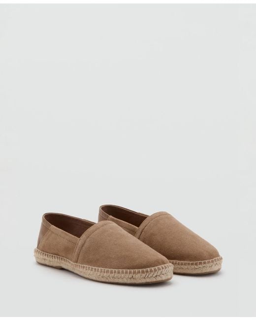 Mango Brown Solid Leather Espadrilles Loafers for men