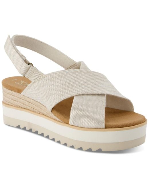 TOMS Metallic Diana Crisscross Platform Wedge Sandals