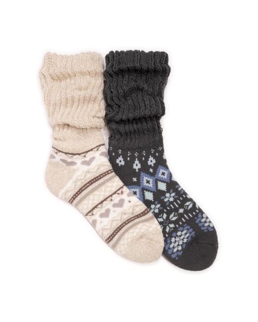 Muk Luks Multicolor Slouch Heat Retainer Sock 2 Pair Pack