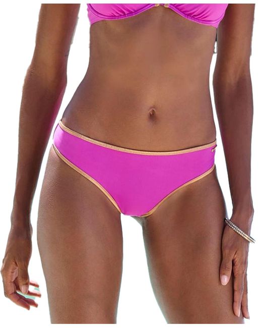 Lascana Pink Metallic Trim Classic Bikini Swimsuit Bottom Cup Sizing