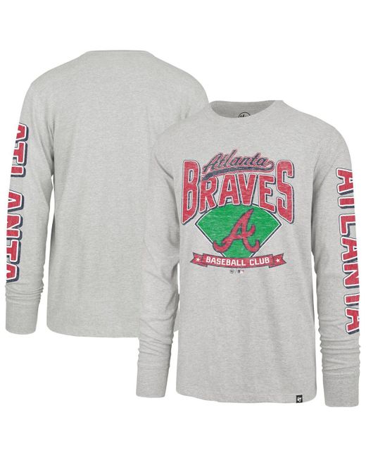 '47 Gray Atlanta Braves Fair Ball Franklin Long Sleeve T-shirt for men