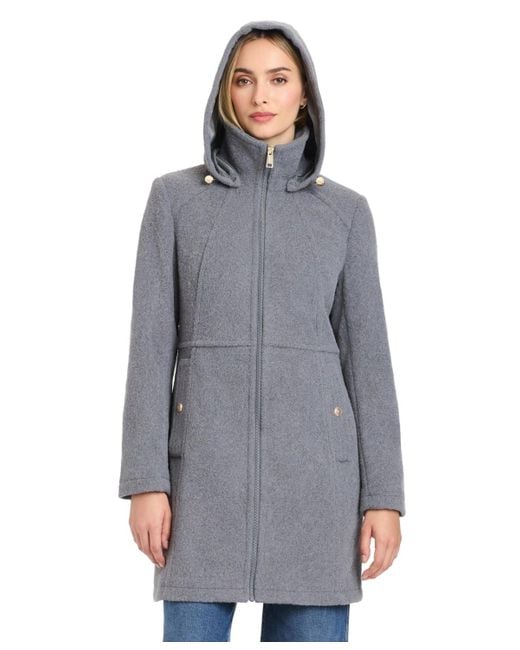 Vince Camuto Gray Zip Front Walker Coat With Detachable Hood