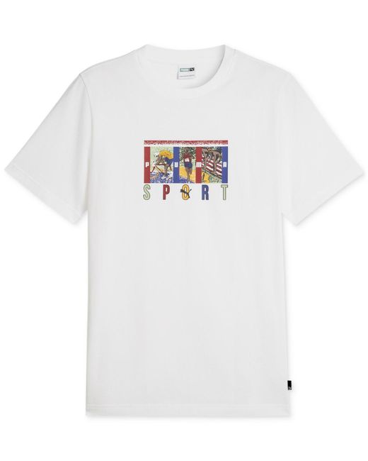 PUMA White Sport Cotton Graphic T-shirt for men