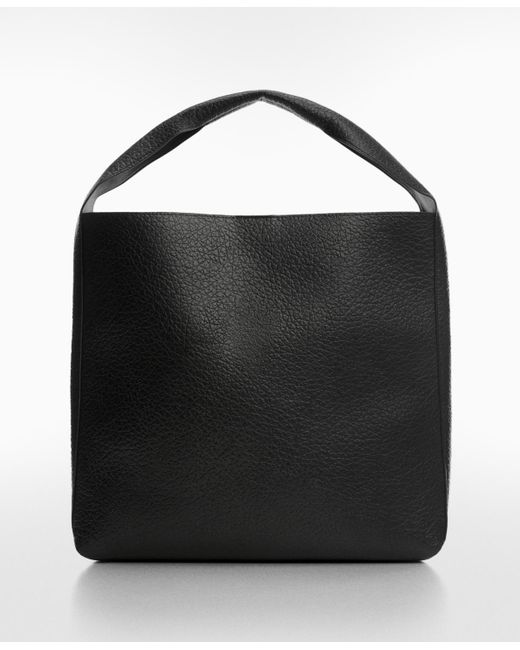 Mango Black Leather-effect Shopper Bag