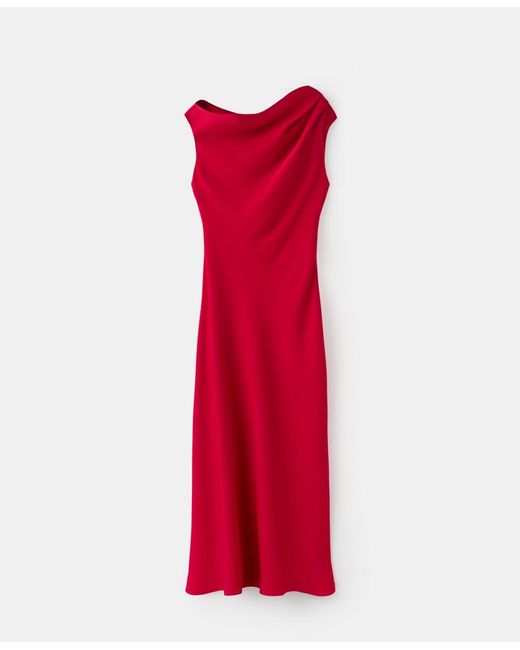 Mango Women's Red Asymmetrical Neckline A-line Dress Mango Women's Red Asymmetrical Neckline A-line Dress