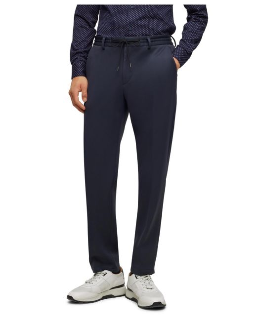 Boss Blue Boss By Micro-patterned Performance Slim-fit Trousers for men