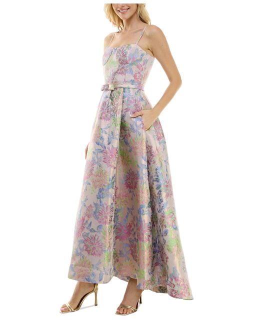 Taylor Purple Metallic Floral-jacquard Gown