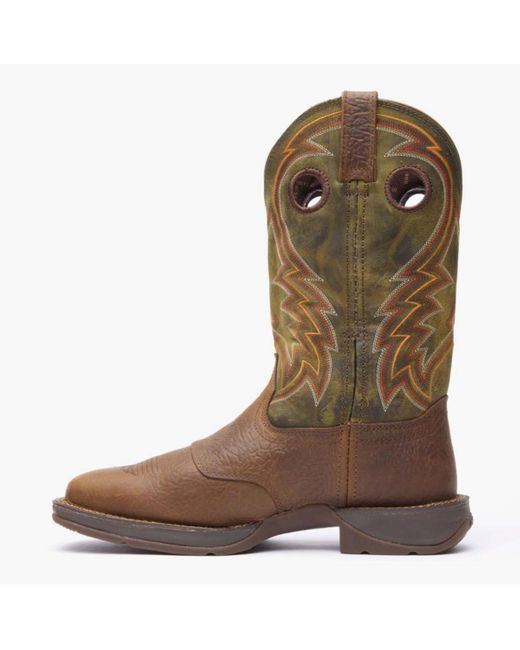 Durango Brown Rebel By Dark Chestnut And Hunter Green Western Boot for men