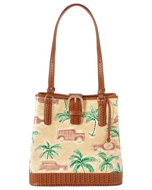Brahmin Green Fiora Honeybrown Copa Cabana Leather Bucket Bag