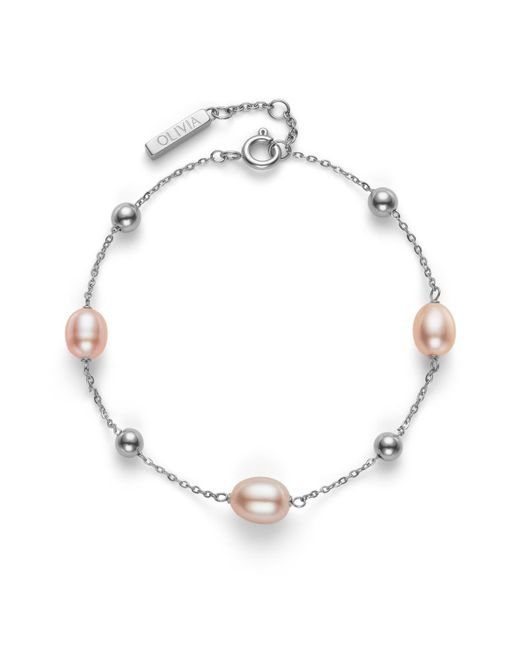 Olivia Burton Metallic By The Sea Cultivated Pearl Tone Bracelet