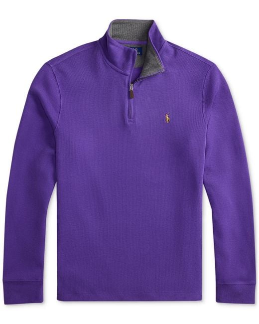 Polo Ralph Lauren Estate-rib Cotton Quarter-zip Pullover in Purple