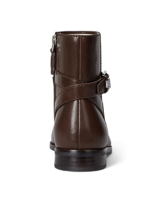 Ralph Lauren Brown Brooke Ii Stacked Leather Heel Booties