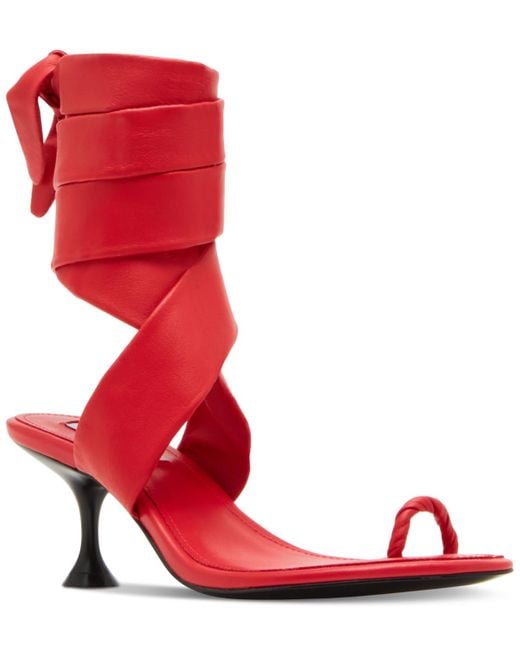 Steve Madden Red Symone Lace-up Kitten-heel Sandals