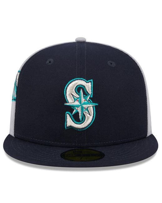 KTZ Blue Navy/gray Seattle Mariners Gameday Sideswipe 59fifty Fitted Hat for men