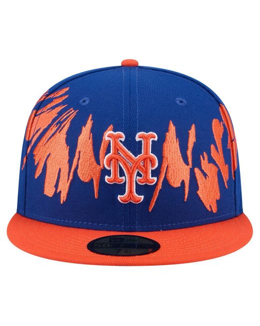 KTZ Blue Royal/orange New York Mets Retro Pattern 59fifty Fitted Hat for men