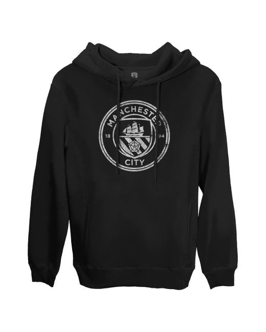 1863fc Black Manchester City Monochrome Badge Fleece Pullover Hoodie for men