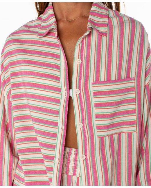 Roxy Red Lets Get Away Striped Shirt