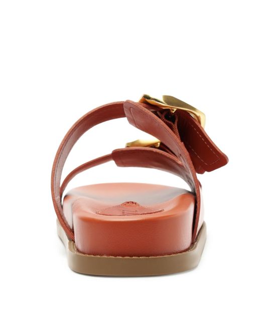 SCHUTZ SHOES Brown Olga Sporty Round Toe Flat Sandals