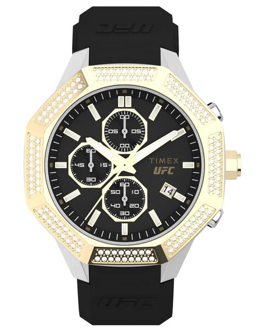 Timex Black Ufc King Analog Silicone Strap 45mm Octagonal Watch