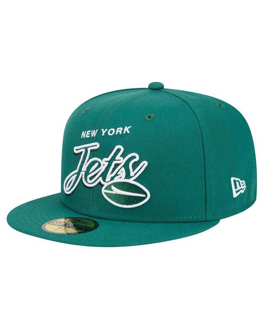 KTZ Green New York Jets Script Sided 59fifty Fitted Hat for men