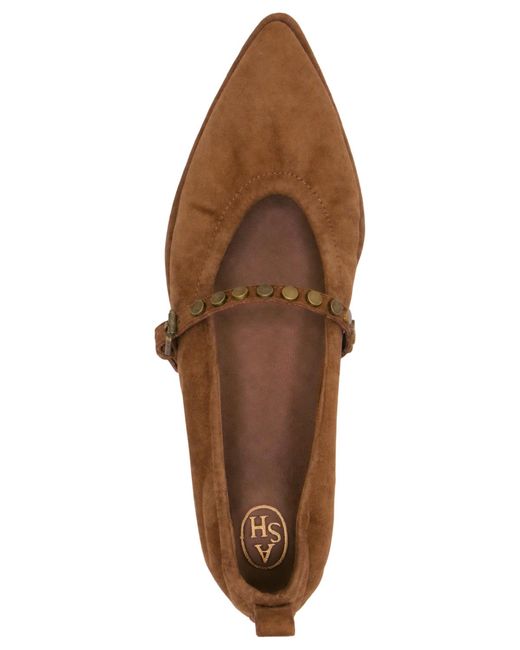 Ash Brown Bella Studs Slip-on Flats
