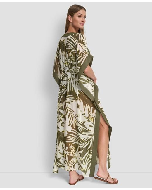 DKNY Tie-front Cover-up Kaftan in Green | Lyst