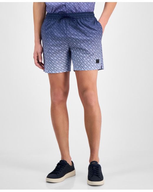 Boss Blue Hugo By Logo-pattern Shorts for men