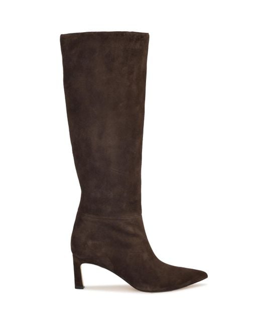 Nine West Brown Lorthey Tall Stiletto Dress Boots Regular Wide Calf