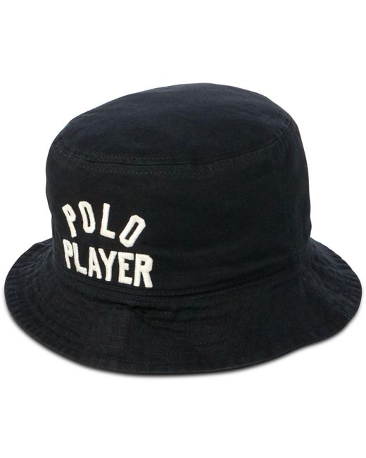 Polo Ralph Lauren Black Reversible Twill Bucket Hat for men