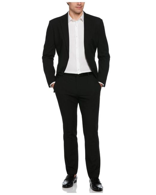 Perry Ellis Black Dobby Louis Long Sleeve Slim Fit Suit Jacket for men