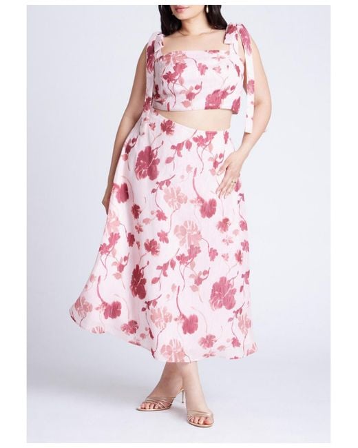 Eloquii Pink Plus Size Floral Crop Top