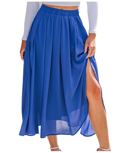 CUPSHE Blue Sheer A-line Midi Skirt