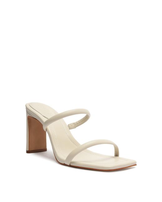 SCHUTZ SHOES White Ully Tab High Block Sandals